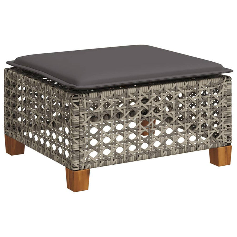 6-delige Loungeset met kussens poly rattan grijs