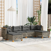 Loungeset 6-delig poly rattan grijs