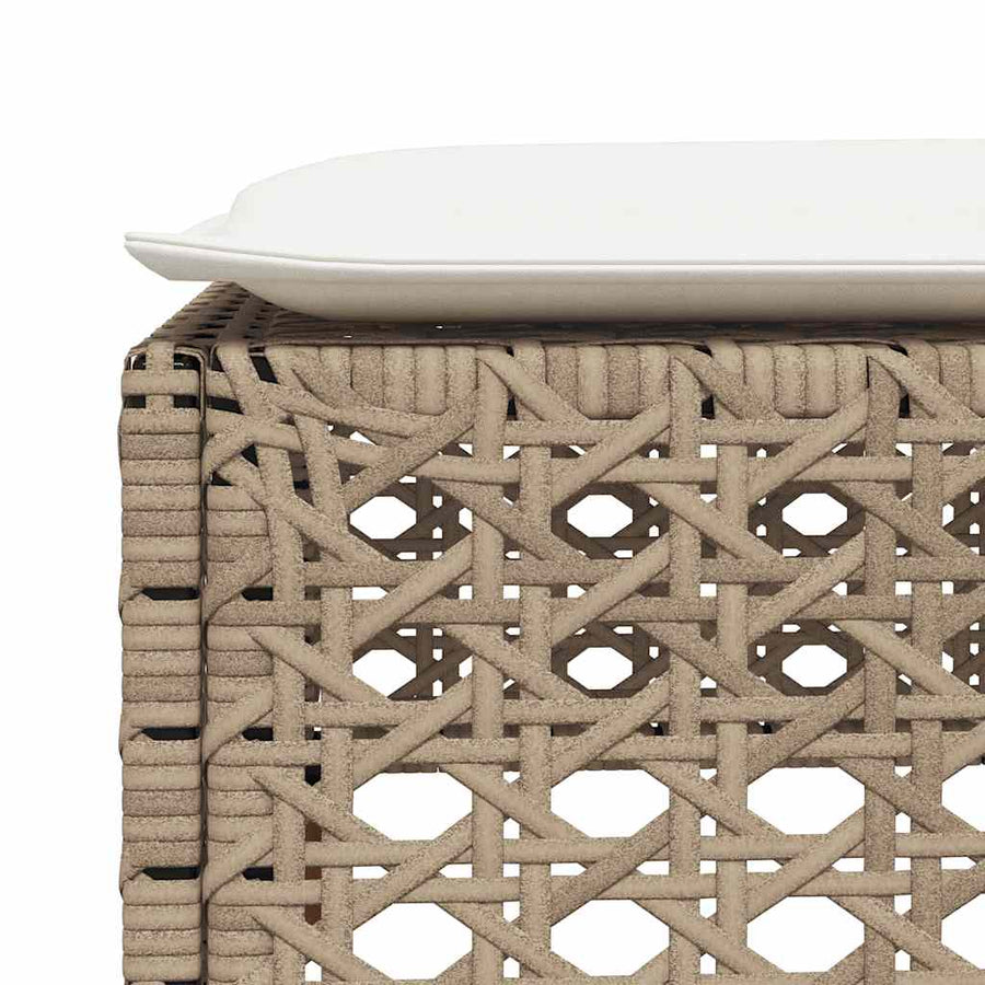 6-Delige Loungeset Met Kussens Poly Rattan Beige Lijngeweven