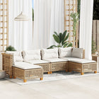 6-piece Lounge Set with cushions poly rattan beige