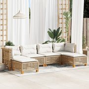 Loungeset 6-delig poly rattan beige