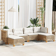 6-Delige Loungeset Met Kussens Poly Rattan Beige Lijngeweven