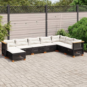 8-piece Lounge Set with Cushions Polyrattan Black