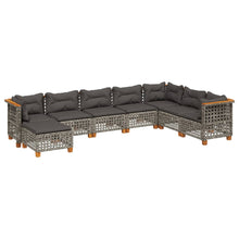 8-delige Loungeset met kussens poly rattan grijs