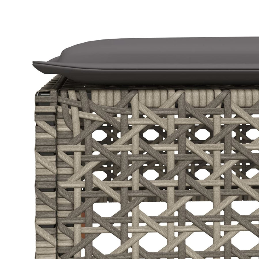 8-delige Loungeset met kussens poly rattan grijs