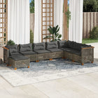 8-delige Loungeset met kussens poly rattan grijs