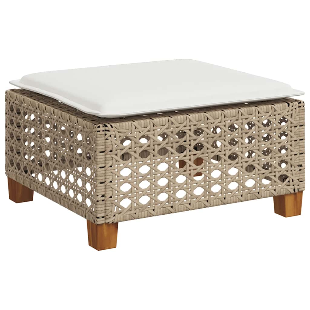 8-Delige Loungeset Met Kussens Poly Rattan Beige 1 gat weven
