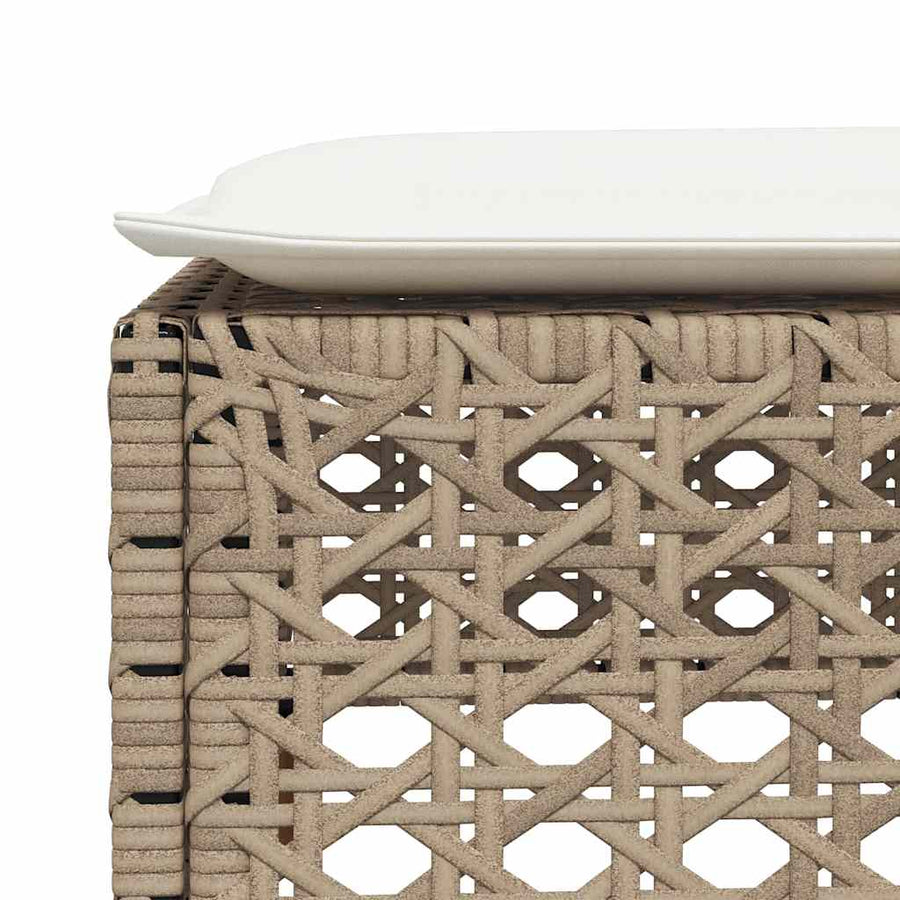 8-Delige Loungeset Met Kussens Poly Rattan Beige 1 gat weven