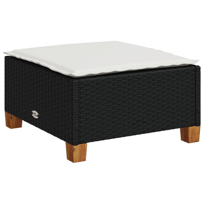 9-delige Loungeset met kussens poly rattan zwart