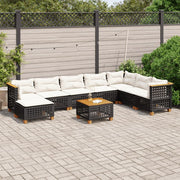 Loungeset 9-delig poly rattan zwart