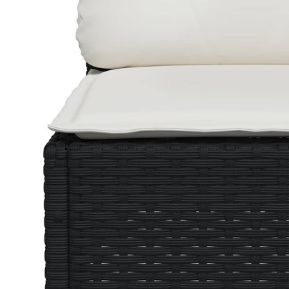 7-delige Loungeset met kussens poly rattan zwart