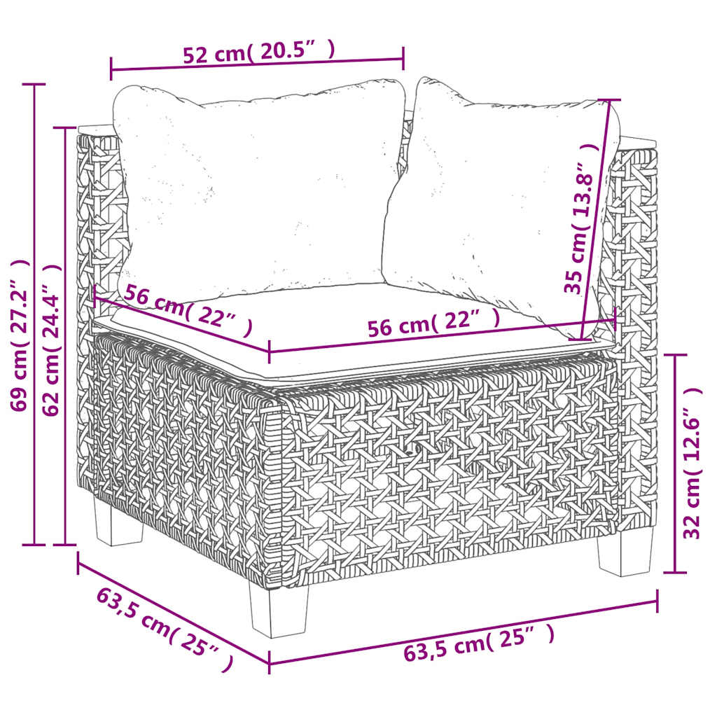 7-Delige Loungeset Met Kussens Poly Rattan Beige Lijngeweven