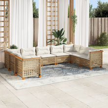 9-Delige Loungeset Met Kussens Poly Rattan Beige 1 gat weven