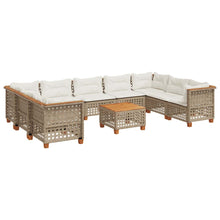 10-Delige Loungeset Met Kussens Poly Rattan Beige gat weven
