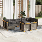 9-delige Loungeset met kussens poly rattan grijs