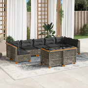 9-piece Loungeset with cushions poly rattan grey