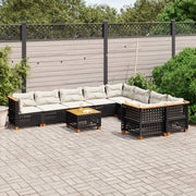 Loungeset 10-delig poly rattan zwart