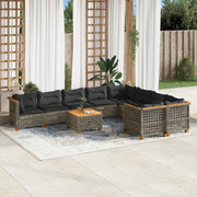 Loungeset 10-delig poly rattan grijs
