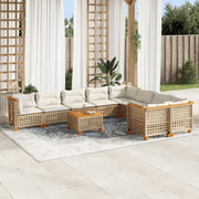 Loungeset 10-delig poly rattan beige