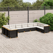 Loungeset 10-delig poly rattan zwart