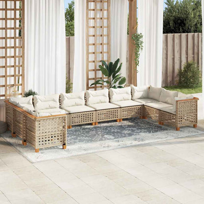 10-Delige Loungeset Met Kussens Poly Rattan Beige gat weven