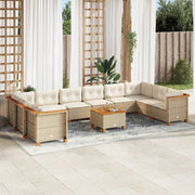 Loungeset poly rattan 11-delig beige