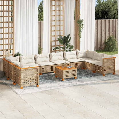 1 Tuinset Met Kussens Poly Rattan Beige gat weven