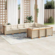 Loungeset 10-delig poly rattan beige