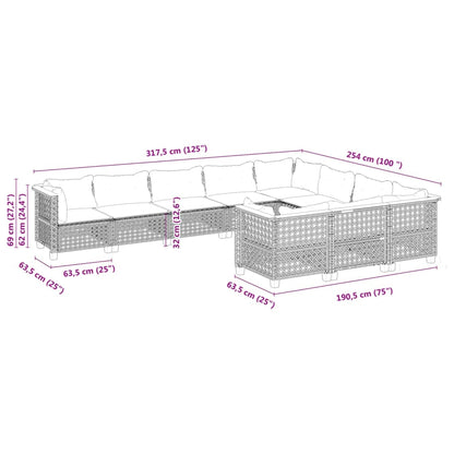 10-Delige Loungeset Met Kussens Poly Rattan Beige gat weven