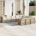 Loungeset 10-delig poly rattan beige