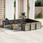 11-delige Loungeset met kussens poly rattan grijs