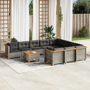 Loungeset 11-delig poly rattan grijs