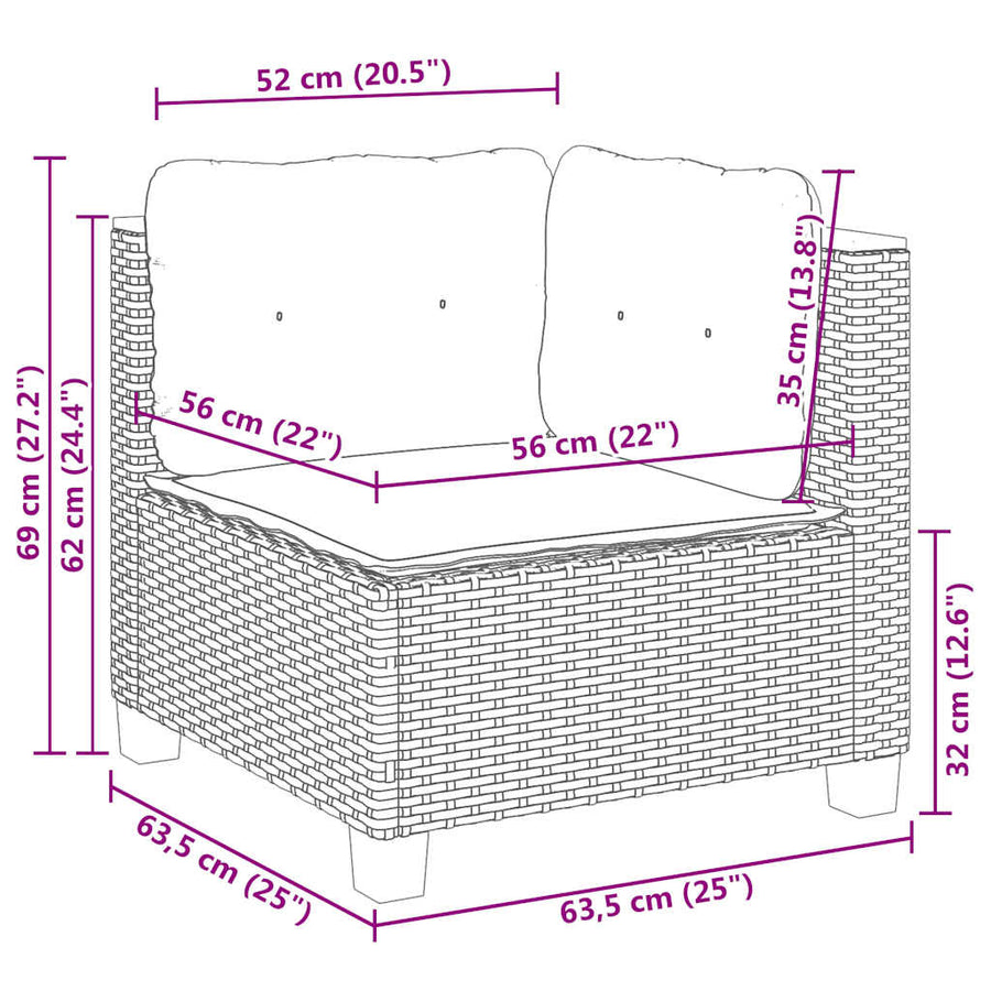 11-delige Tuinset met kussens poly rattan beige