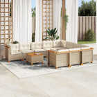 Tuinset poly rattan 11-delig beige met kussens