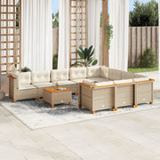 Tuinset poly rattan 11-delig beige met kussens