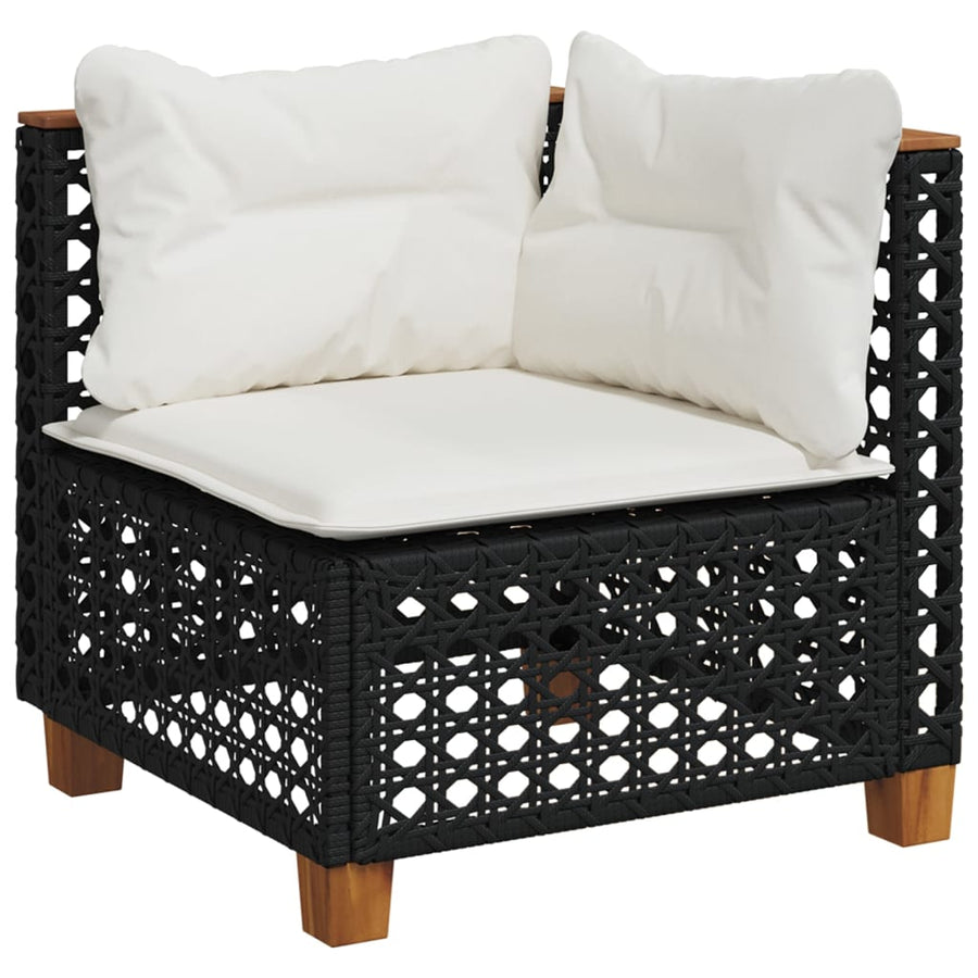 11-delige Loungeset met kussens poly rattan zwart
