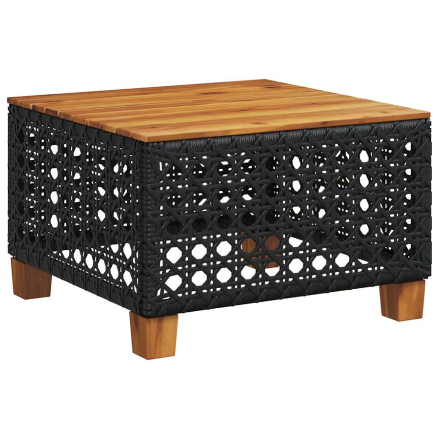 11-delige Loungeset met kussens poly rattan zwart
