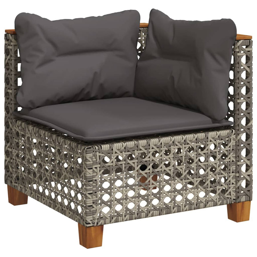 11-delige Loungeset met kussens poly rattan grijs