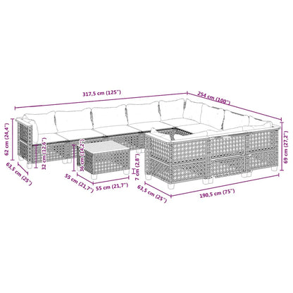 1 Tuinset Met Kussens Poly Rattan Beige gat weven