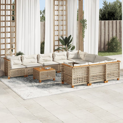 1 Tuinset Met Kussens Poly Rattan Beige gat weven