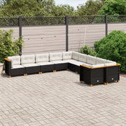 Loungeset 10-delig poly rattan zwart