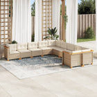 10-piece Lounge Set with Cushions Poly Rattan Beige