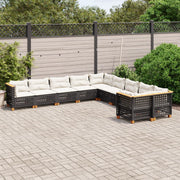 Loungeset 10-delig poly rattan zwart