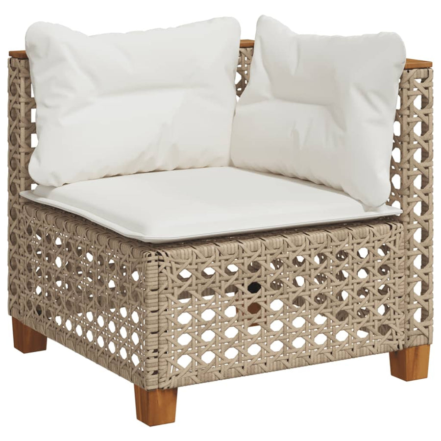 10-Delige Loungeset Met Kussens Poly Rattan Beige gat weven