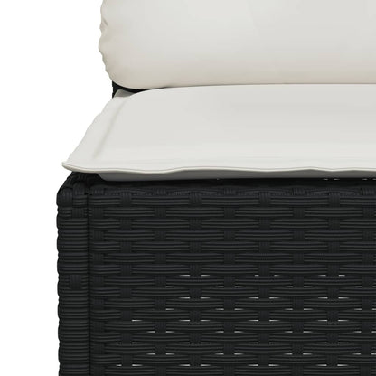 11-delige Loungeset met kussens poly rattan zwart