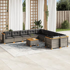 11-delige Loungeset met kussens poly rattan grijs