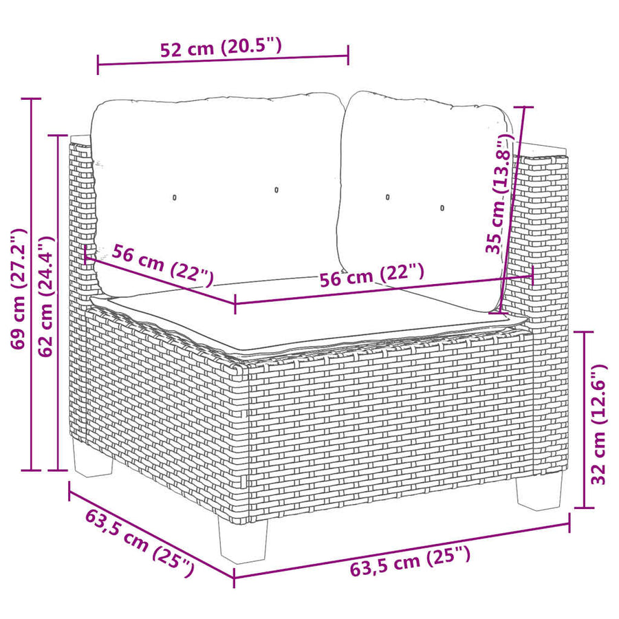 11-delige Tuinset met kussens poly rattan beige