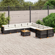Loungeset poly rattan 11-delig zwart