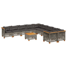 11-delige Loungeset met kussens poly rattan grijs