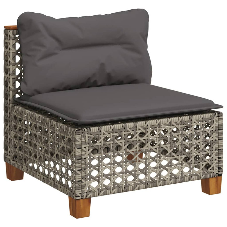 11-delige Loungeset met kussens poly rattan grijs
